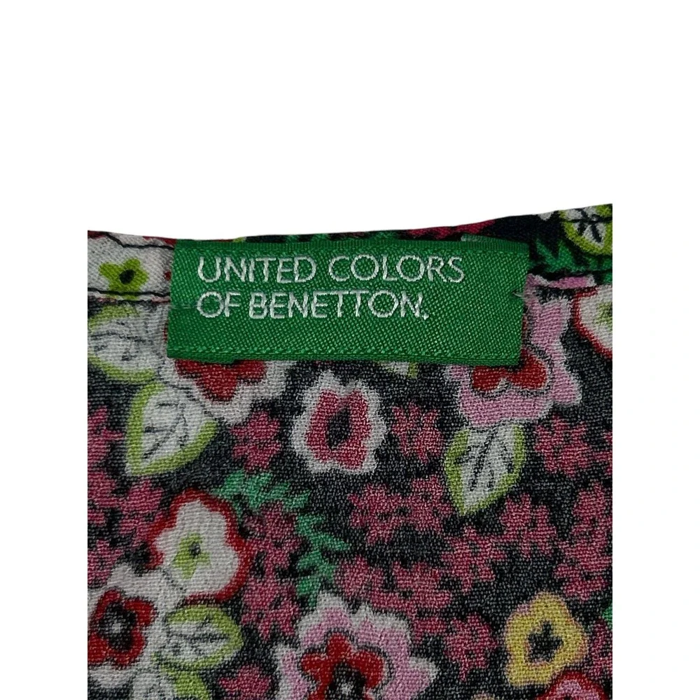 United Colors of Benetton Floral Cami Top Y2K Boho Tie Strap Red Pink Small‎